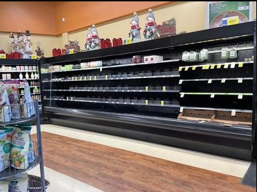 Bare shelves in Kamloops