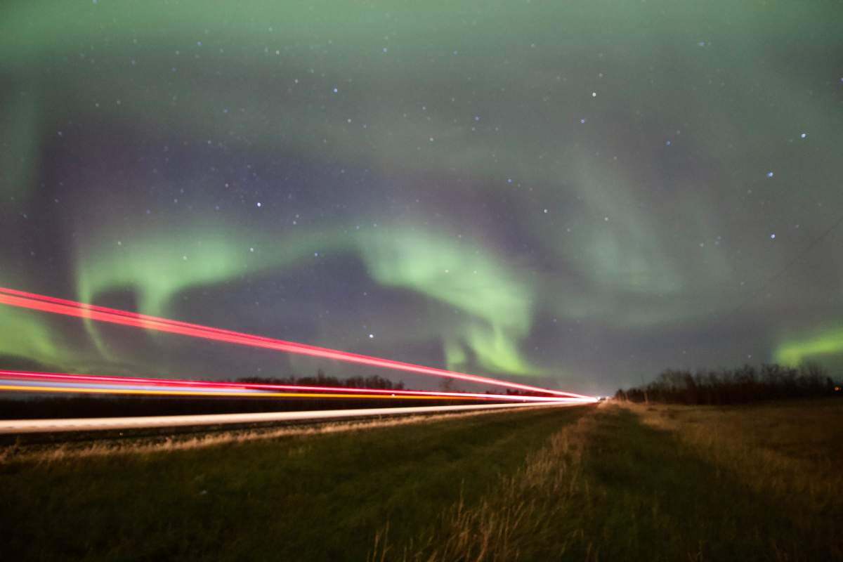 An aurora borealis spotted north of Edmonton on Thursday, Nov. 4, 2021.