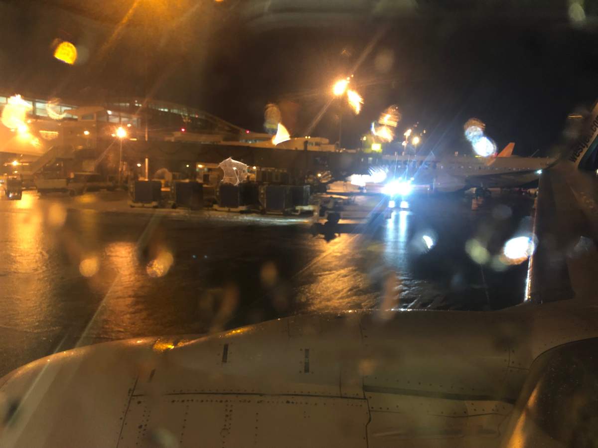 The icy tarmac at the Edmonton International Airport on Thursday, November 25, 2021.