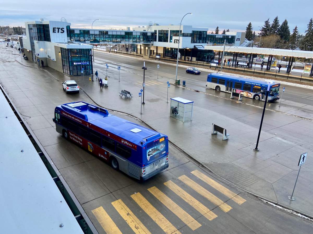 Edmonton Transit Service buses parked at the Southgate Transit Centre in Edmonton, Alta. on Thursday, November 25, 2021.