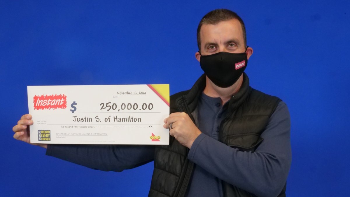 Justin Szajnowski of Hamilton is $250,000 richer after winning the top prize with OLG's Instant Merry & Bright scratch game.  