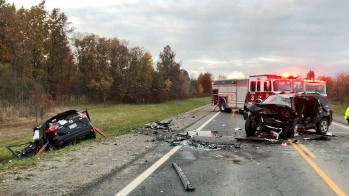 Police say three vehicles were involved in a serious crash late on Nov. 3, 2021 at Highway 140 in Welland, Ont. 