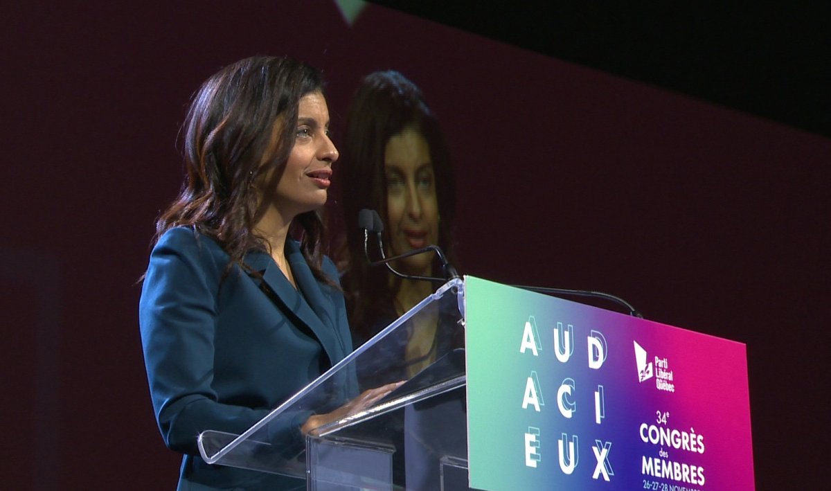 At a policy convention  in Quebec City, leader Dominique Anglade talked about combatting climate change, but the party also recognizes it needs to do more to win back support from Quebec anglophones. Saturday, November 27, 2021.