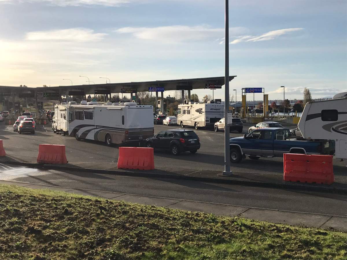 B.c. residents lined up at the border Monday morning hoping to cross into the United States.