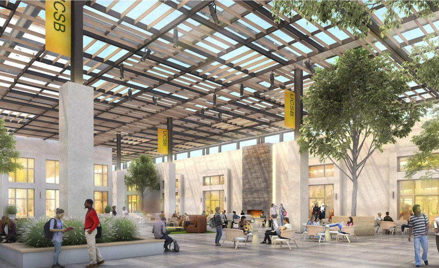 A rendering of the atrium in Munger Hall.