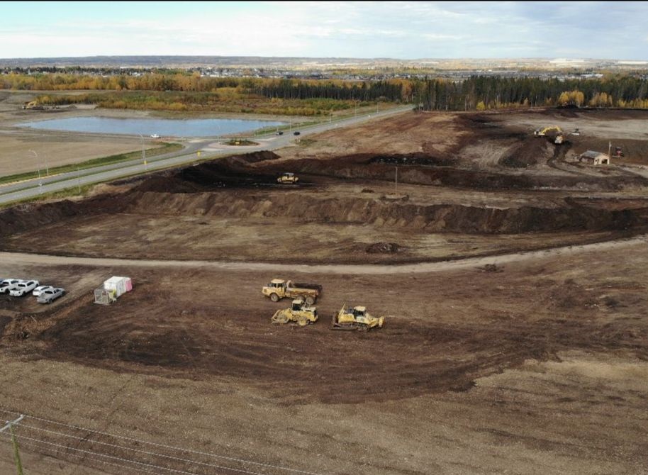 Construction underway at a new ballpark in Spruce Grove, Alta., that will be home to the Edmonton Prospects.