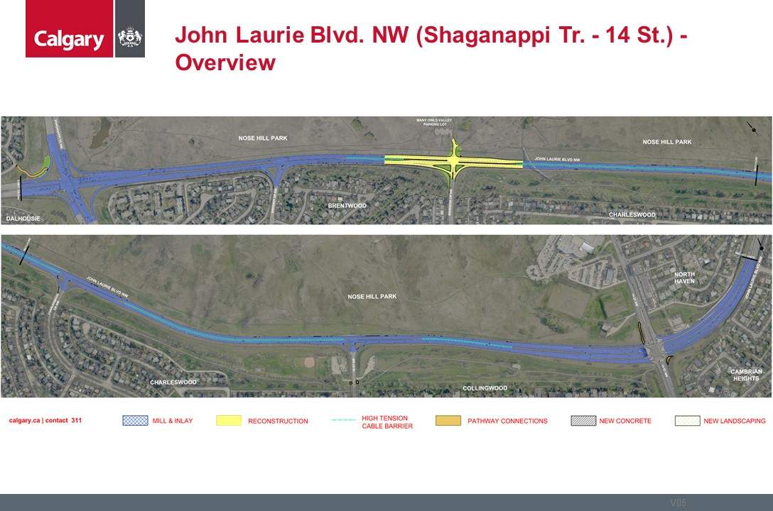 A diagram of improvements to Calgary’s John Laurie Blvd N.W.