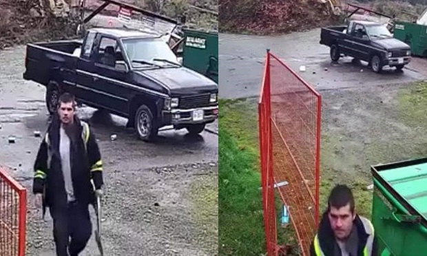 Police are looking for this man, who is accused of breaking into storage sheds at the Shawnigan Lake Royal Canadian Legion on Remembrance Day. 