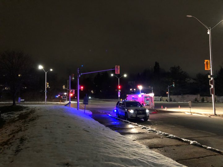 Emergency crews at the scene of the collision in London, Ont., on Tuesday.