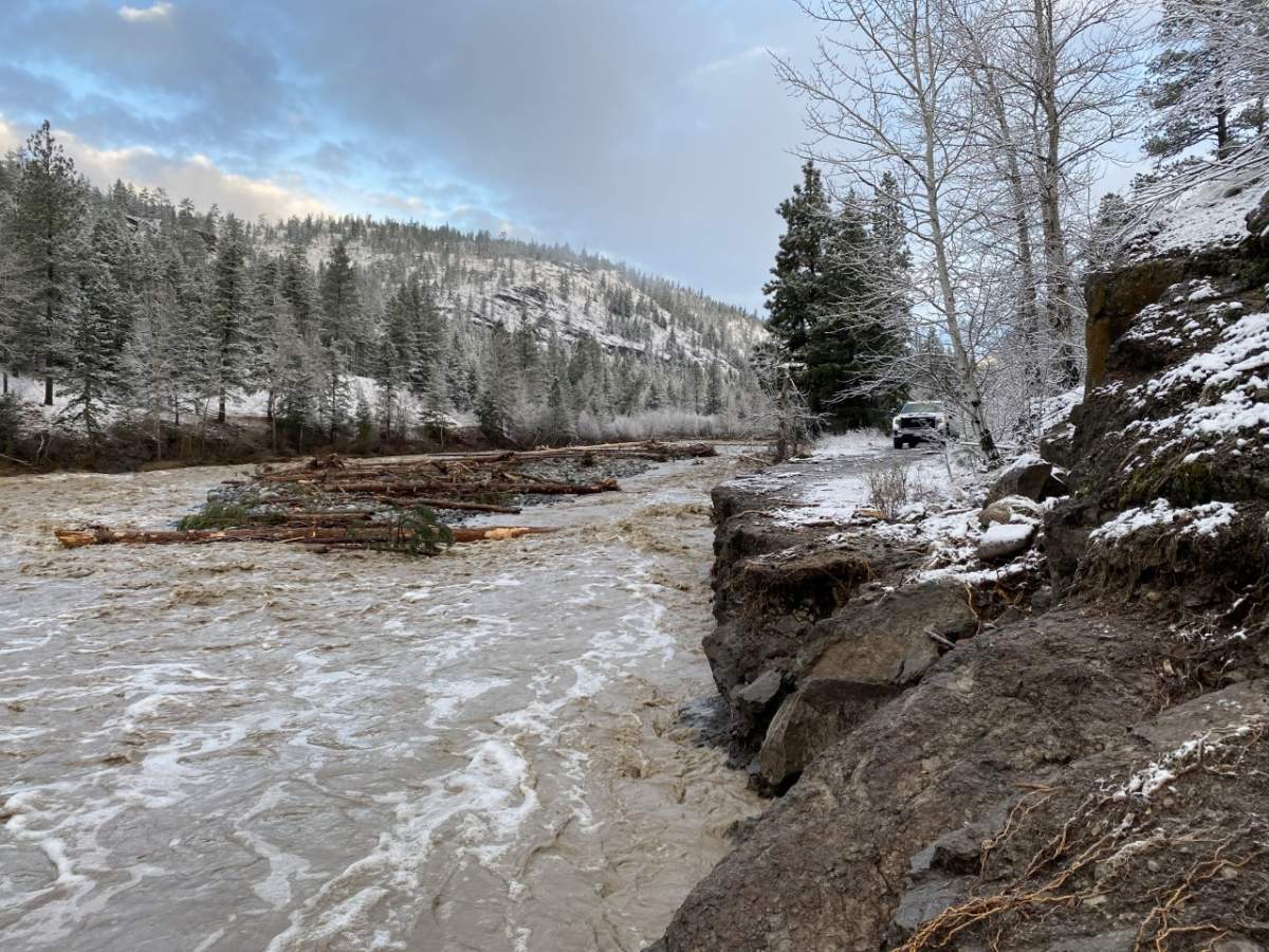 A look at the water levels in Spius creek in Merritt on Monday.
