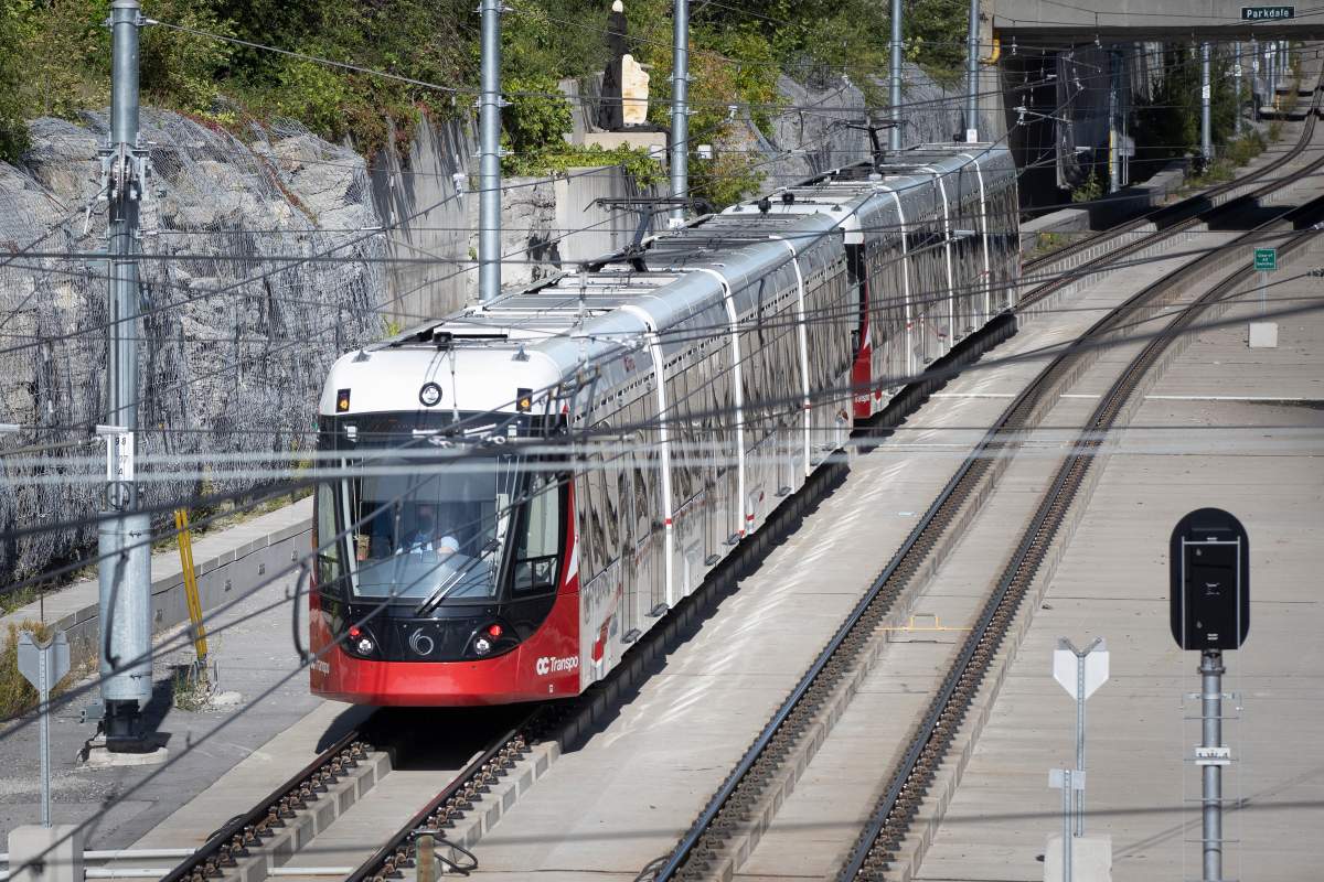 An Ottawa light-rail train