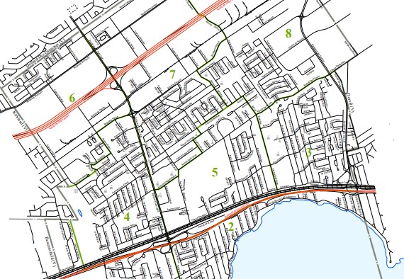 The district of Pointe-Claire is seen on the map.