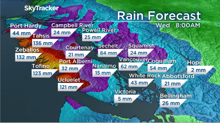 Heavy Overnight Rainfall Warnings Issued For Metro Vancouver Vancouver