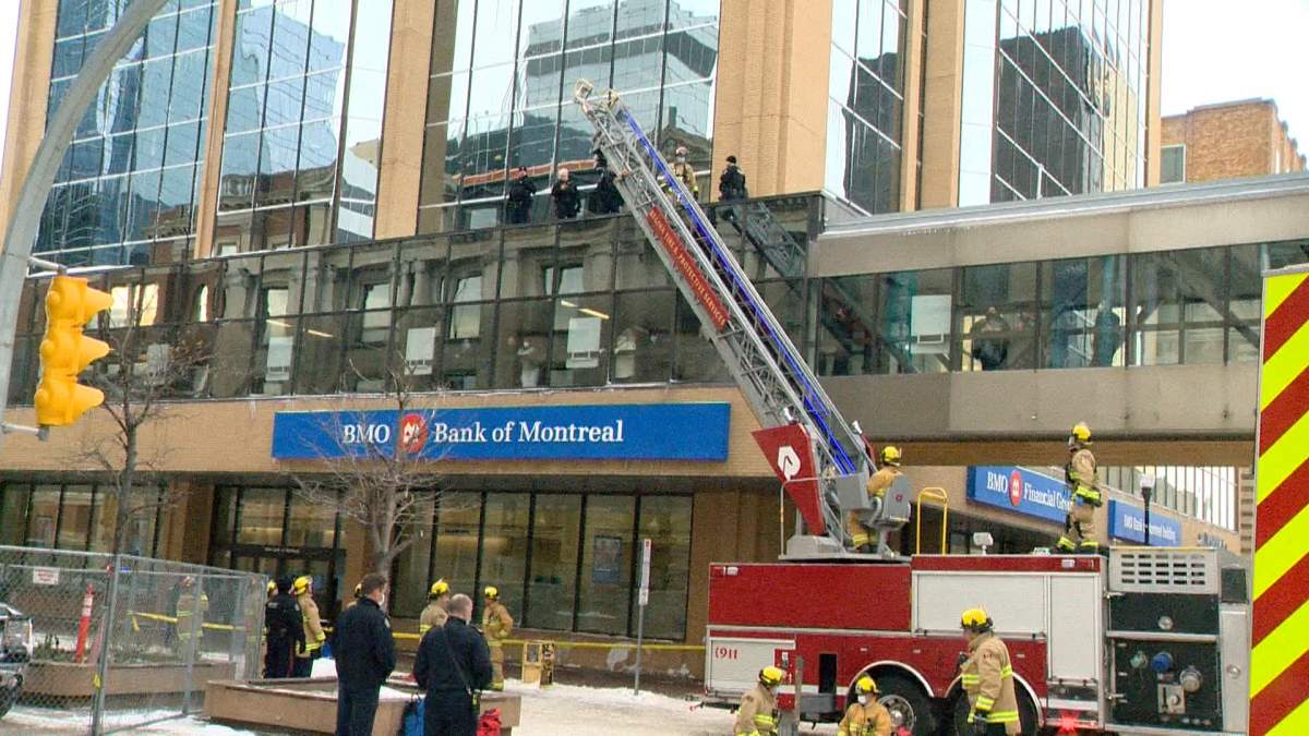 The man was secured to a basket which was safely lowered to the ground around 3:45 p.m. He was treated on scene by EMS. .