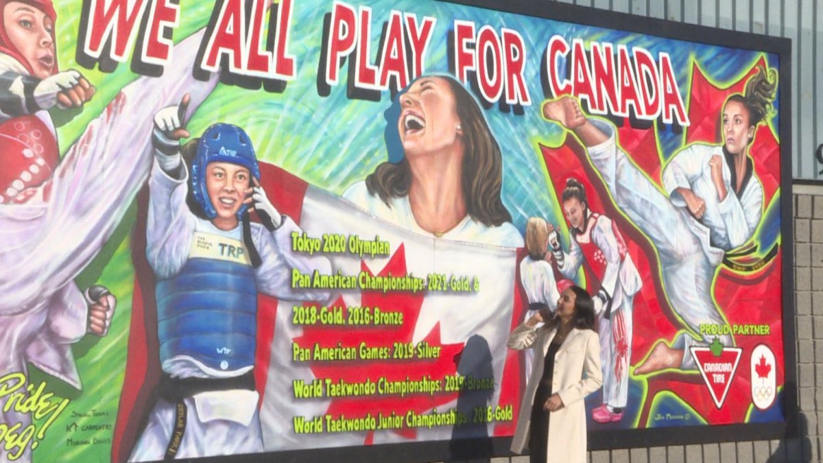 Take Pride Winnipeg! and Canadian Tire have unveiled a mural in honour of rising Winnipeg taekwondo star Skylar Park at her family's taekwondo academy in south Winnipeg.