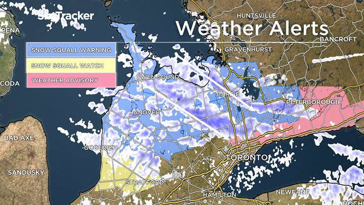 Environment Canada has issued a snow squall warning for parts of southern Ontario.