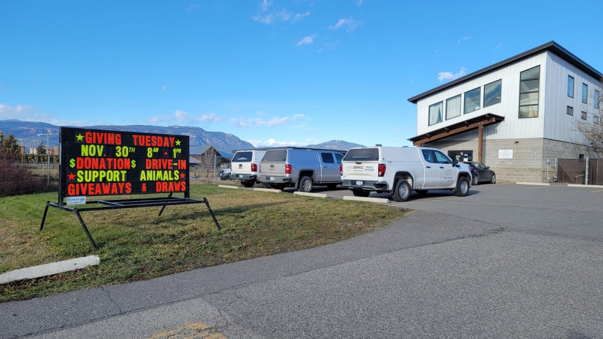 The "Drive-in Donations" fundraiser will take place on Tuesday, Nov. 30 at the Kelowna SPCA shelter.