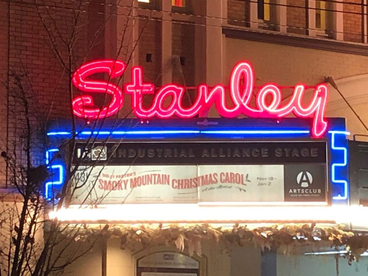 The Stanley Theatre’s marquee ahead of the first performance of ‘Dolly Parton’s Smoky Mountain Christmas Carol’.