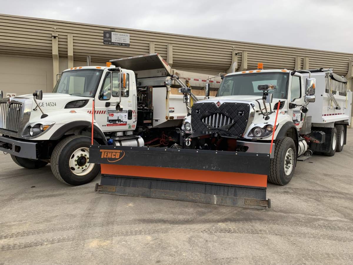 A pair of City of Calgary snowplows that could be named by children in the city, pictured on Nov. 3, 2021.