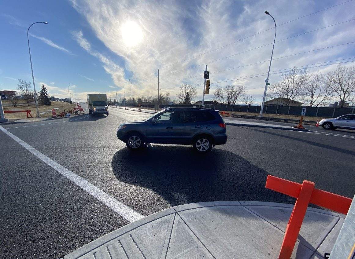 A new intersection at the corner of Barlow Trail N.E. and 7 Avenue N.E. in Calgary, pictured on Nov. 10, 2021.