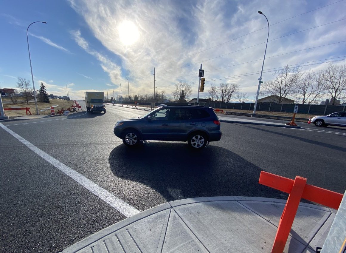 A new intersection at the corner of Barlow Trail N.E. and 7 Avenue N.E. in Calgary, pictured on Nov. 10, 2021.