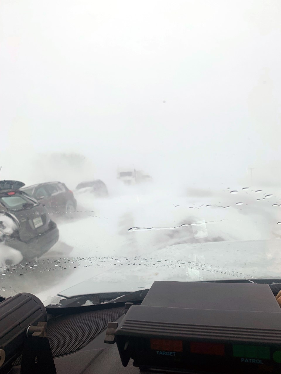 A collision on Tuesday during a snowstorm in southern Saskatchewan.