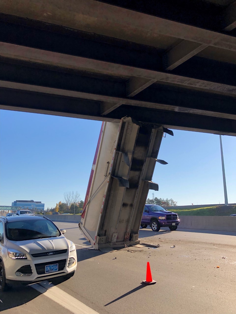 vanier overpass crash dump truck