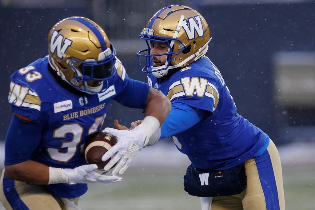 Western Final  Blue Bombers presented with the West Division Trophy -  Winnipeg Blue Bombers