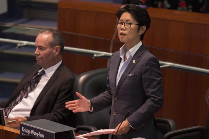 Councillor Kristyn Wong-Tam introduces a motion in the Council Chamber at Toronto City Hall, on Thursday September 13, 2018.