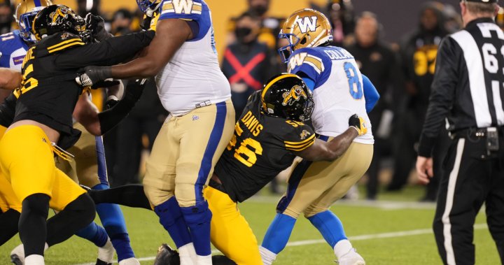 Grey Cup: Blue Bombers down Tiger-Cats 33-25 in overtime to win in 2021 Grey Cup – Hamilton