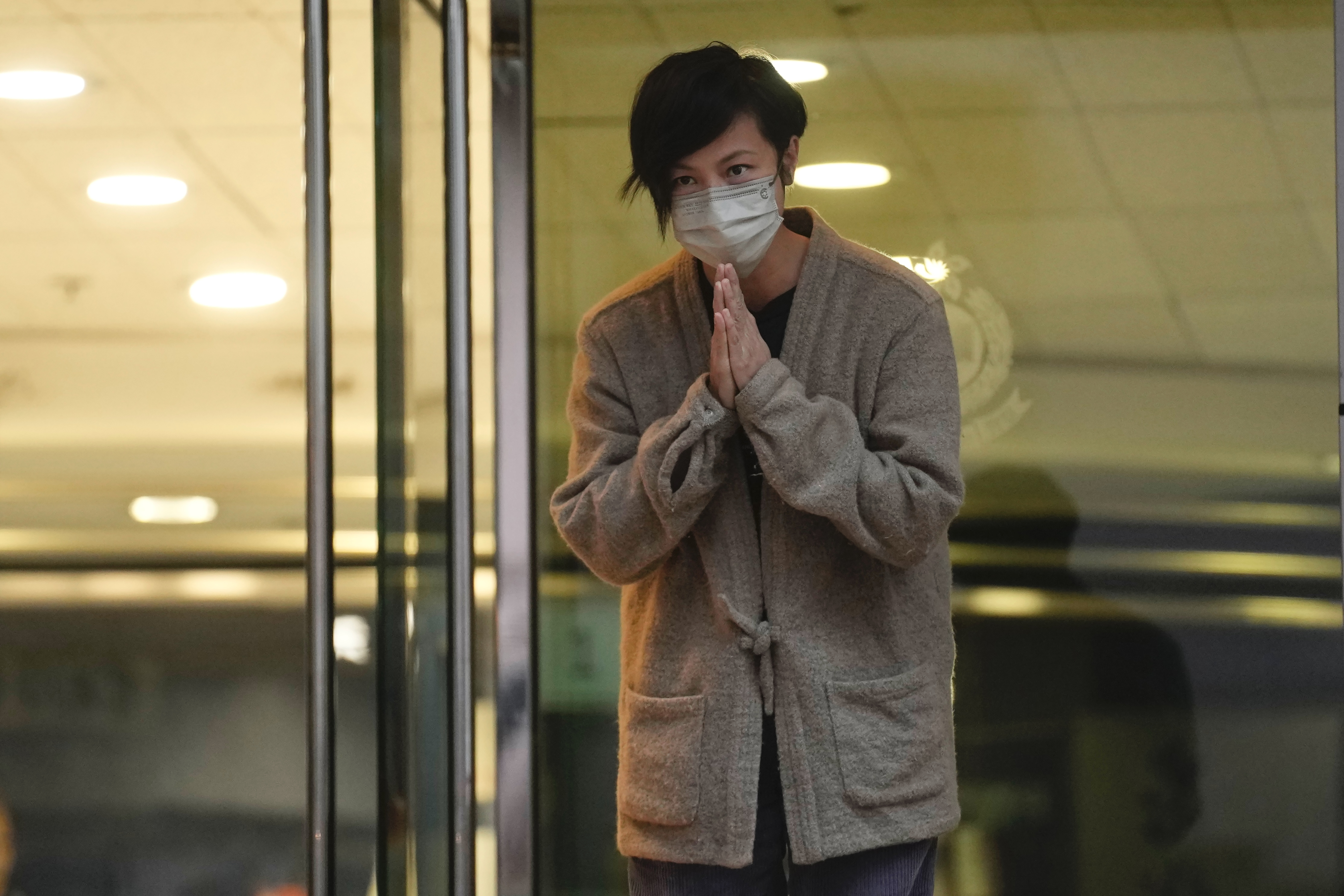 Denise Ho is released on bail following the Stand News raid in Hong Kong.