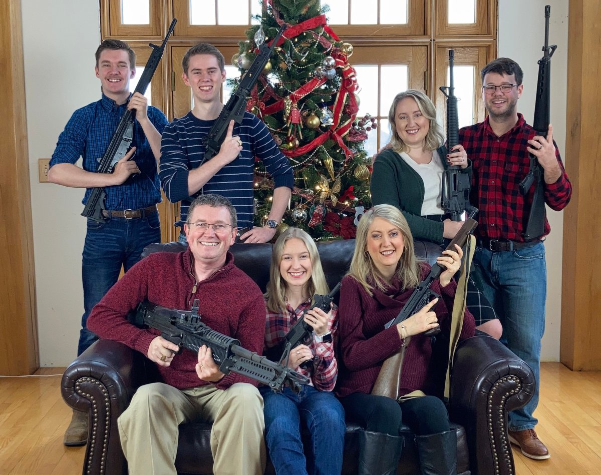 U.S. Congressman Thomas Massie posted a photo of his family with guns on Twitter days after a school shooting in Michigan.