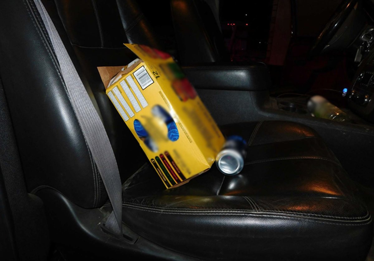 Saskatchewan RCMP said an impaired driver had a pack of “hard” iced tea and empty cans in the passenger seat beside him.