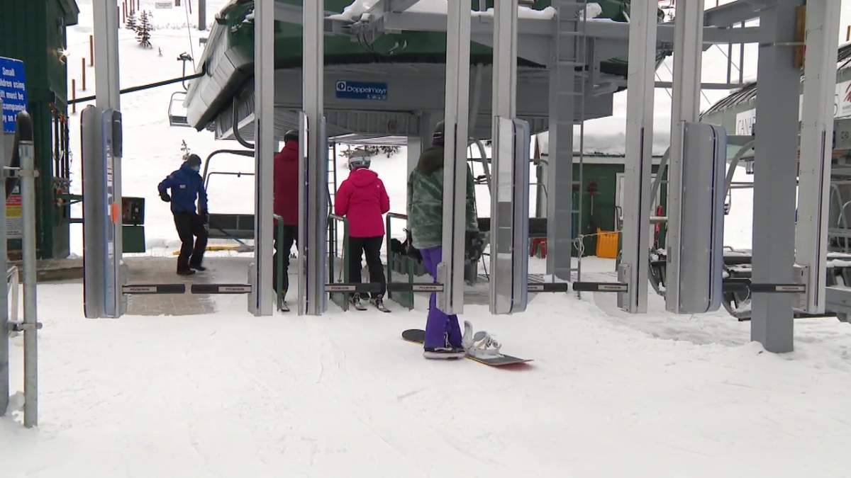 One of the chairlifts at Marmot Basin ski resort in Jasper, Alta. in December 2021.