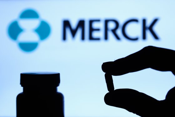 Merck COVID-19 pill is shown in this photo illustration.