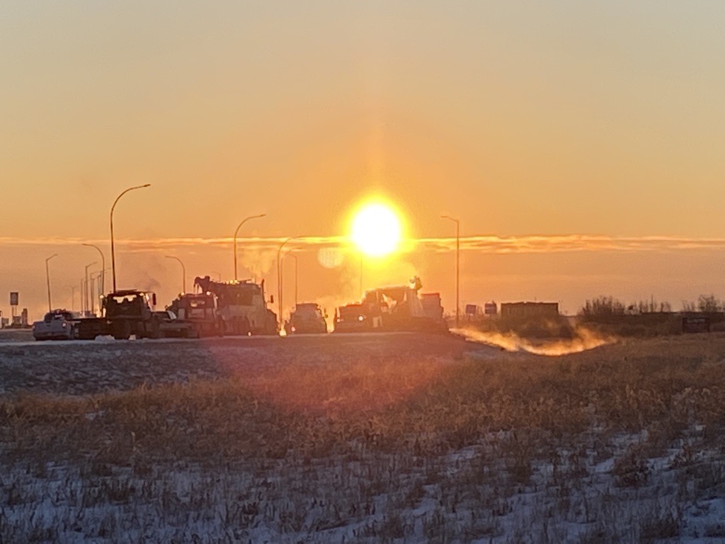 A semi-trailer caught fire on Highway 1 Tuesday, Dec. 12, 2021.
