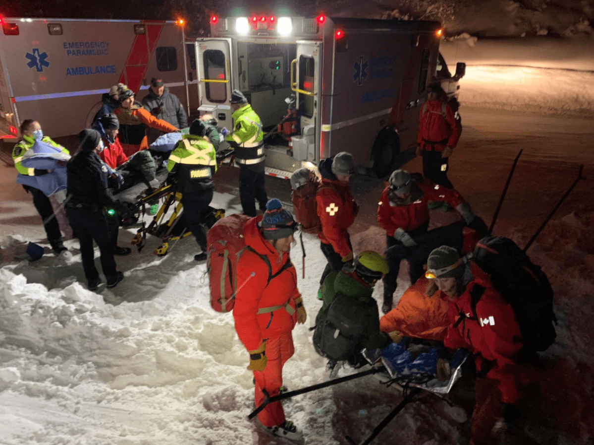 Two people are taken to the hospital after surviving a Size 2.5 avalanche at the Whitewater Ski Resort in Nelson, B.C., on Dec. 27, 2021.