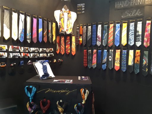A photo showing some of the hand-painted ties created by Gabriele Beyer.