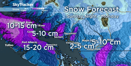 Snowfall warnings in effect for parts of Lower Mainland, Vancouver ...