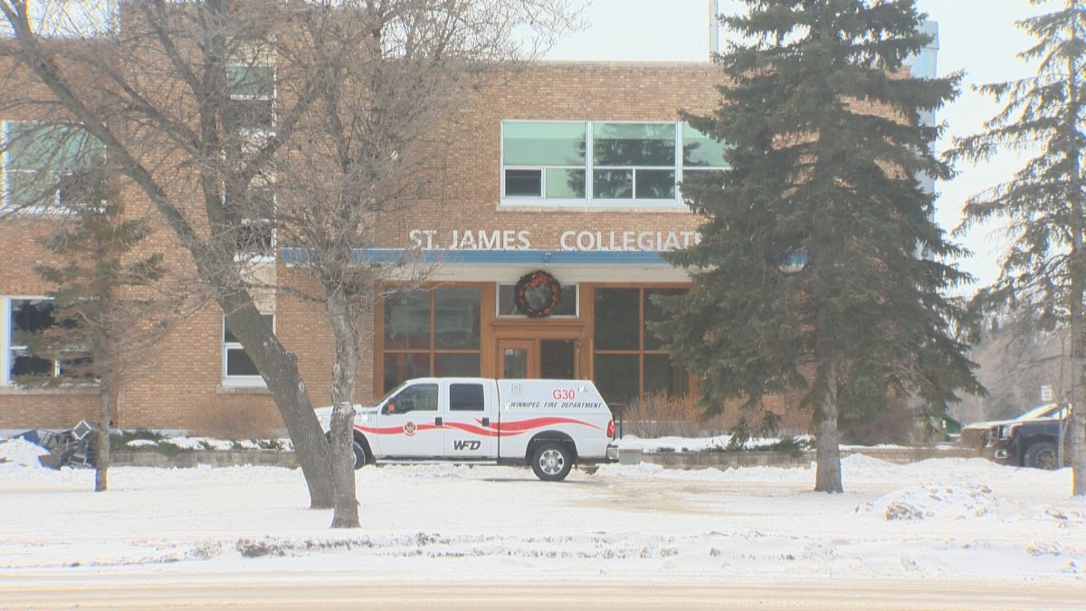 A spokesperson for the St. James-Assiniboia School Division says there will be no school for students of George Waters Middle School and St. James Collegiate on Monday, Dec. 20 after a fire Sunday morning.