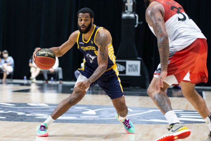 Edmonton Stingers guard Adika Peter-McNeilly (6) dribbles the ball during CEBL regular season action against the Ottawa BlackJacks, in Ottawa, in a July 17, 2021, handout photo. The Stingers open the FIBA Basketball Champions League Americas (BCLA) tournament on Monday against Nicaragua's Real Esteli, earning the spot after winning the CEBL title last summer. 