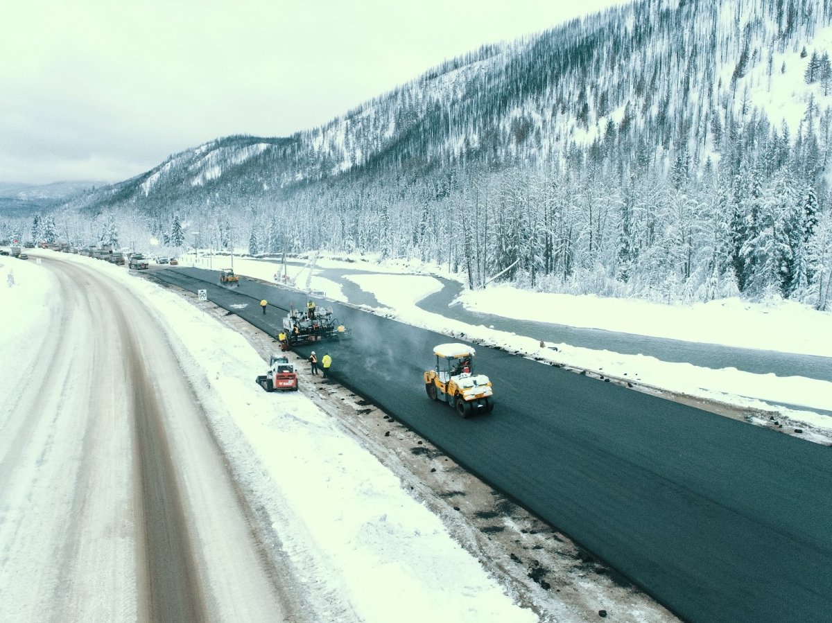 Drive BC posted this photo of crews paving the Coquihalla. 