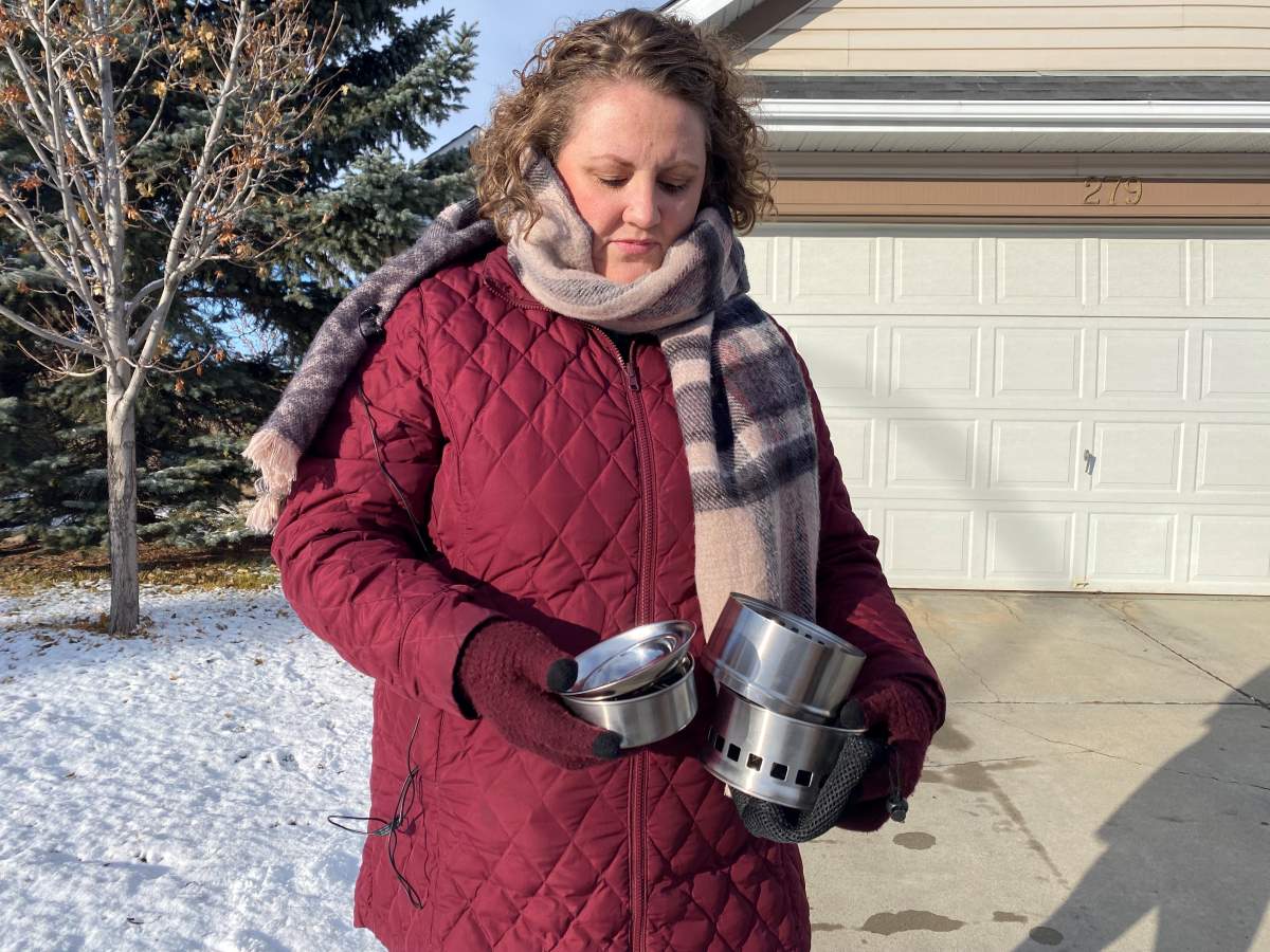 Kara Watson holding the “fire pit” she ordered