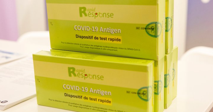 Quebecers wait in long lineups for free rapid COVID-19 test kits