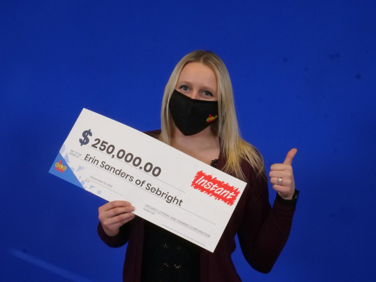 Erin Sanders of Sebright, Ont., won $250,000 on a an OLG scratch ticket.