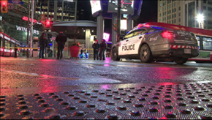A man was shot in Yonge-Dundas Square early Sunday morning.