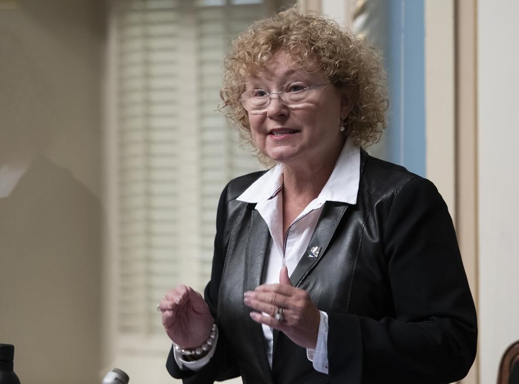 Quebec Minister Responsible for Seniors and Informal Caregivers Marguerite Blais responds to the opposition during question period Thursday, Oct. 7, 2021 at the legislature in Quebec City.