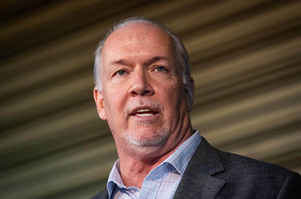 B.C. Premier John Horgan speaks in Vancouver, on Thursday, September 16, 2021.THE CANADIAN PRESS/Darryl Dyck.