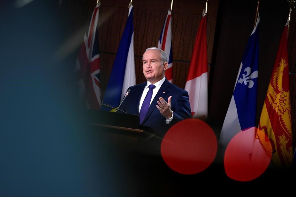 Conservative Leader Erin O'Toole is facing a call from rank-and-file members in Alberta to put his leadership to a vote. THE CANADIAN PRESS/Justin Tang.