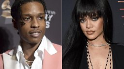 An split image of A$AP Rocky and Rihanna